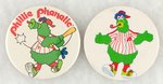 PHILLIE PHANATIC TWO BUTTONS MUCHINSKY BOOK PHOTO EXAMPLES.