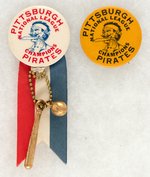 PIRATES PAIR OF 1960 NATIONAL LEAGUE CHAMPIONS BUTTONS WITH ONE UNLISTED IN MUCHINSKY.