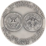 SILVER AND BRONZE KENNEDY/JOHNSON JUGATE MEDALS BY SCULPTOR PHILIP KRACZKOWSKI.