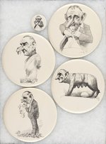 ANTI-JOHNSON 6" CARTOON BUTTON SET BY ARTIST DAVID LEVIN.