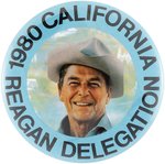 SUPERIOR "1980 CALIFORNIA REAGAN DELEGATION" BUTTON.