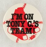 "I'M ON TONY C.'S TEAM!" RED SOX BUTTON AND MUCHINSKY BOOK PLATE EXAMPLE.