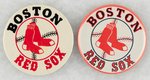 RED SOX (2) LARGE LOGO BUTTONS BOTH MUCHINSKY BOOK PHOTO EXAMPLES.