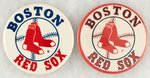 RED SOX (2) LARGE LOGO BUTTONS UNLISTED IN MUCHINSKY.