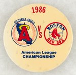 RED SOX VS CALIFORNIA ANGELS 1986 A.L. CHAMPIONSHIP BUTTON UNLISTED IN MUCHINSKY.