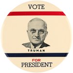 ENORMOUS "VOTE TRUMAN FOR PRESIDENT" 1948 PORTRAIT BUTTON.