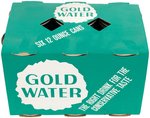 SIX PACK OF "GOLD WATER THE RIGHT DRINK FOR THE CONSERVATIVE TASTE".