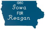 REAGAN PAIR OF SCARCE 1980 DIECUT IOWA DELEGATE BADGES.