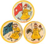 YELLOW KID FLAG SERIES BUTTONS C. 1897 FOR TURKEY, VICTORIA AND BURMAH.