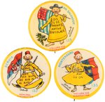 YELLOW KID THREE FLAG SERIES BUTTONS C. 1897.