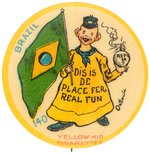 YELLOW KID FLAG SERIES BUTTON #140 FOR BRAZIL.