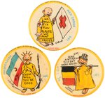 YELLOW KID FLAG BUTTONS WITH MISSING PINS.