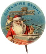 SANTA WITH BI-PLANE, TOY PACK AND BAYONETTED WWI ERA RIFLE BUTTON.