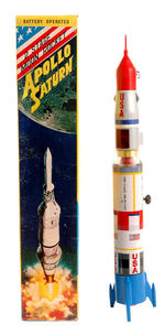 "BATTERY OPERATED 2 STAGE MOON ROCKET APOLLO SATURN."