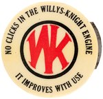 CLICKER ADVERTISING WILLYS-KNIGHT ENGINE WITH W&H DEC. 6 1904 PATENT DATE.