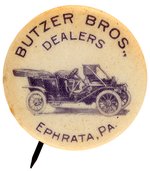 STUDEBAKER C. 1907-11 DEALER'S BUTTON PLUS C. 1914 AMERICAN FLAG STICKPIN.