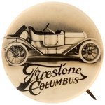 TORPEDO ROADSTER 1911 CAR BY FIRESTONE-COLUMBUS RARE BUTTON.