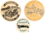 HARRISBURG, ST. PAUL, QUEBEC THREE EARLY 1900s BUTTONS PICTURING CARS.