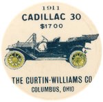 RARE 1911 BUTTON PICTURING THE "CADILLAC 30".