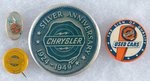 CHRYSLER FOUR SCARCE BUTTONS WITH THE 1930s-1940s LOGO.