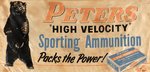 PETERS AMMUNITION/DUPONT THREE-SECTION ADVERTISING BANNER.