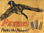 PETERS AMMUNITION/DUPONT THREE-SECTION ADVERTISING BANNER.