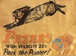 PETERS AMMUNITION/DUPONT THREE-SECTION ADVERTISING BANNER.