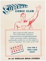 "SUPERMAN COMIC CLUB" WORLD WAR II SMALL STORE SIGN.