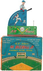 "ALL STARS MR. BASEBALL JR. WITH AUTOMATIC BATTING MACHINE" BOXED BATTERY-OPERATED TOY.