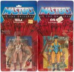 "MASTERS OF THE UNIVERSE" TEELA AND EVIL-LYN CARDED ACTION FIGURE PAIR.