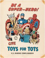 MARVEL SUPERHEROES 1969 "TOYS FOR TOTS" POSTER FEATURING JACK KIRBY ART.