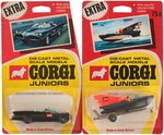 BATMAN CARDED CORGI JR. BATMOBILE & BATBOAT PAIR.