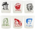 DICK TRACY CHARACTERS FROSTED GLASSES LOT (RARE SIZE VARIETY).