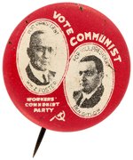 SCARCE FOSTER/GITLOW "WORKERS COMMUNIST PARTY" JUGATE BUTTON.