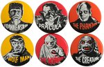 UNIVERSAL MONSTERS "FAMOUS MONSTERS BUTTONS" SMALL SIZE SET.