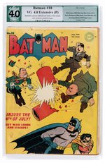 "BATMAN" #18 AUGUST 1943 PGX RESTORED APPARENT 4.0 EXTENSIVE (P) VG.