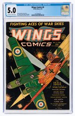 "WINGS COMICS" #6 FEBRUARY 1941 CGC 5.0 VG/FINE.