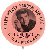 CLASSIC 1956 BUTTON FOR RCA RECORDS' "ELVIS PRESLEY NATIONAL FAN CLUB".