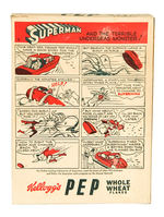 "KELLOGG'S PEP" CEREAL BOX FEATURING SUPERMAN/PEP PINS.