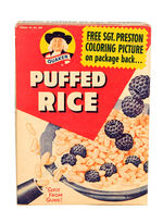 "QUAKER PUFFED RICE/SGT. PRESTON" UNOPENED CEREAL BOX.