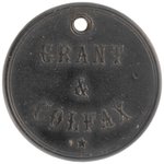 "GRANT & COLFAX" CONJOINED JUGATE BLACK COMPOSITION TOKEN DeWITT 1868-19.