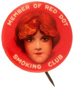 "MEMBER OF THE RED DOT SMOKING CLUB" BUTTON USED FOR CPB BOOK COLOR PLATES.