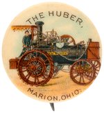 "THE HUBER" C. 1898 STEAM TRACTOR BUTTON USED FOR CPB BOOK COLOR PLATES.