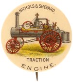 RARE "NICHOLS & SHEPARD TRACTION ENGINE" BUTTON USED FOR CPB BOOK COLOR PLATES.