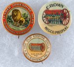 LEADER, CROWN & OLD EMPIRE FARM AD BUTTONS USED FOR CPB BOOK COLOR PLATES.