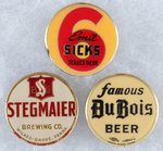 GOLD FOIL ACCENTED BEER BUTTONS C. 1937 BY BASTIAN BROS.