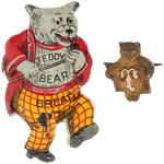 TEDDY BEAR (AND ROOSEVELT BEAR) BREAD BADGES AND NEEDLE HOLDER ALL C. 1905-1910.