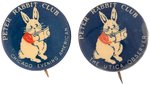 "PETER RABBIT CLUB" 1920s NEWSPAPER ISSUED BUTTONS FROM CHICAGO AND UTICA.