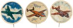 KELLOGG'S PEP WORLD WAR II 3 OF 12 WARPLANE BUTTONS FROM 1943 AND 1945.