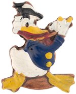 DONALD DUCK WITH FLUTE WOOD COMPOSITION PIN FROM C. 1938 SERIES.